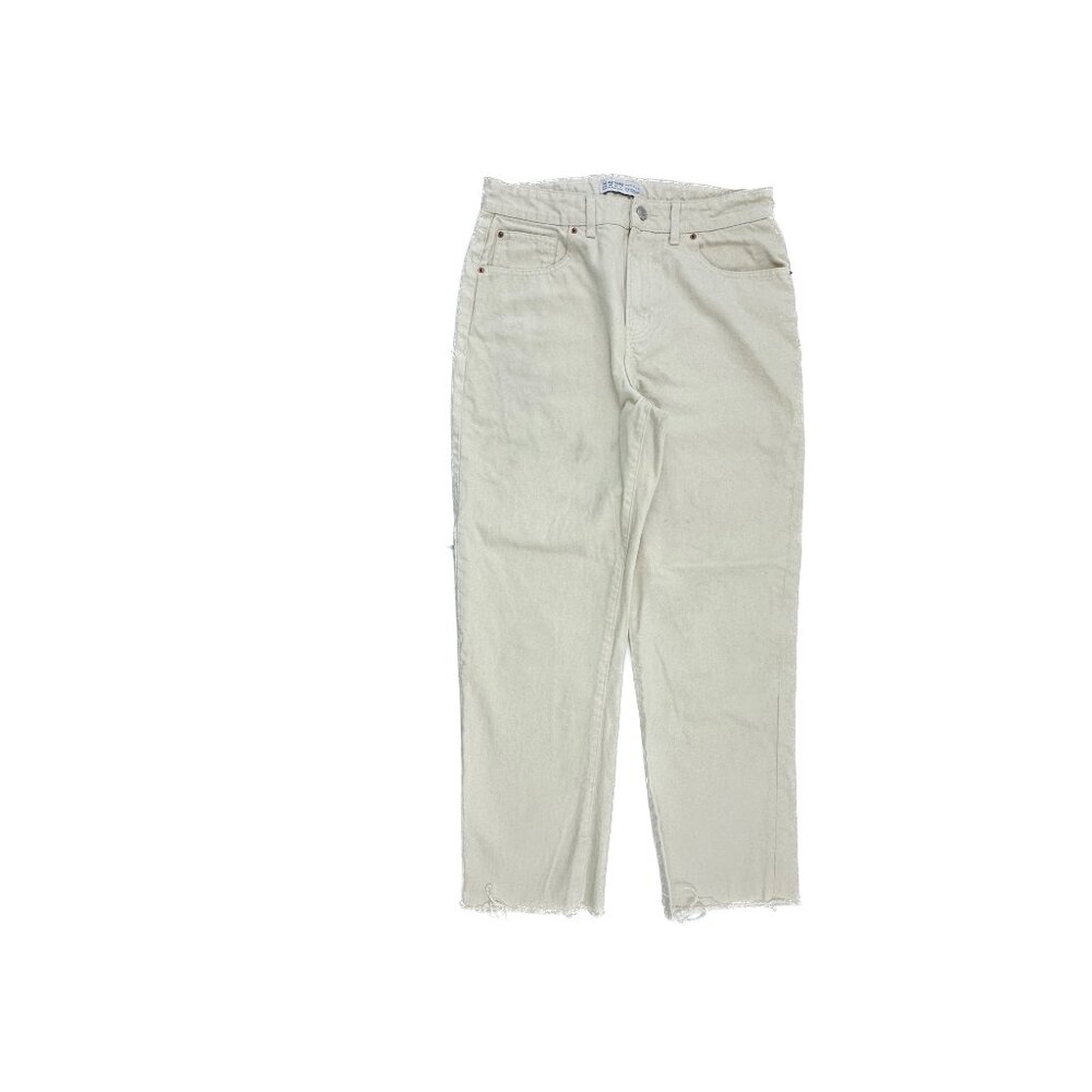 Denim‎ Co. Straight Leg Raw Hem Women's size 10 Beige Denim Jeans